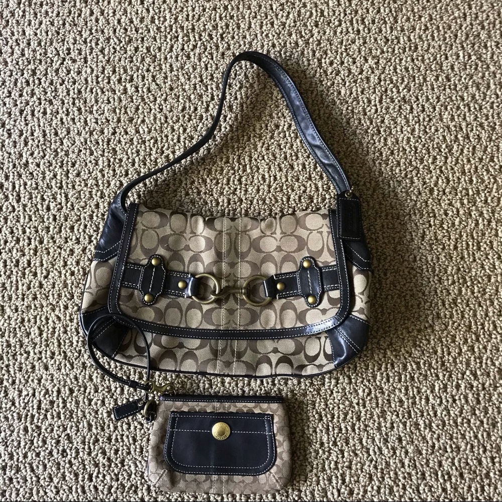Authentic Coach handbag with matching wristlet